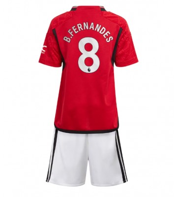 Manchester United Bruno Fernandes #8 Hemmaställ Barn 2023-24 Kortärmad (+ Korta byxor)